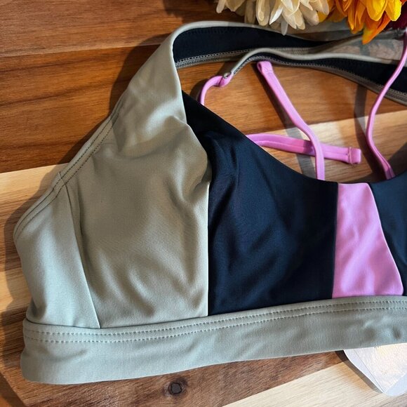 prAna Womens Tulum Swim Top SMALL in Black Color Block - Picture 2 of 7